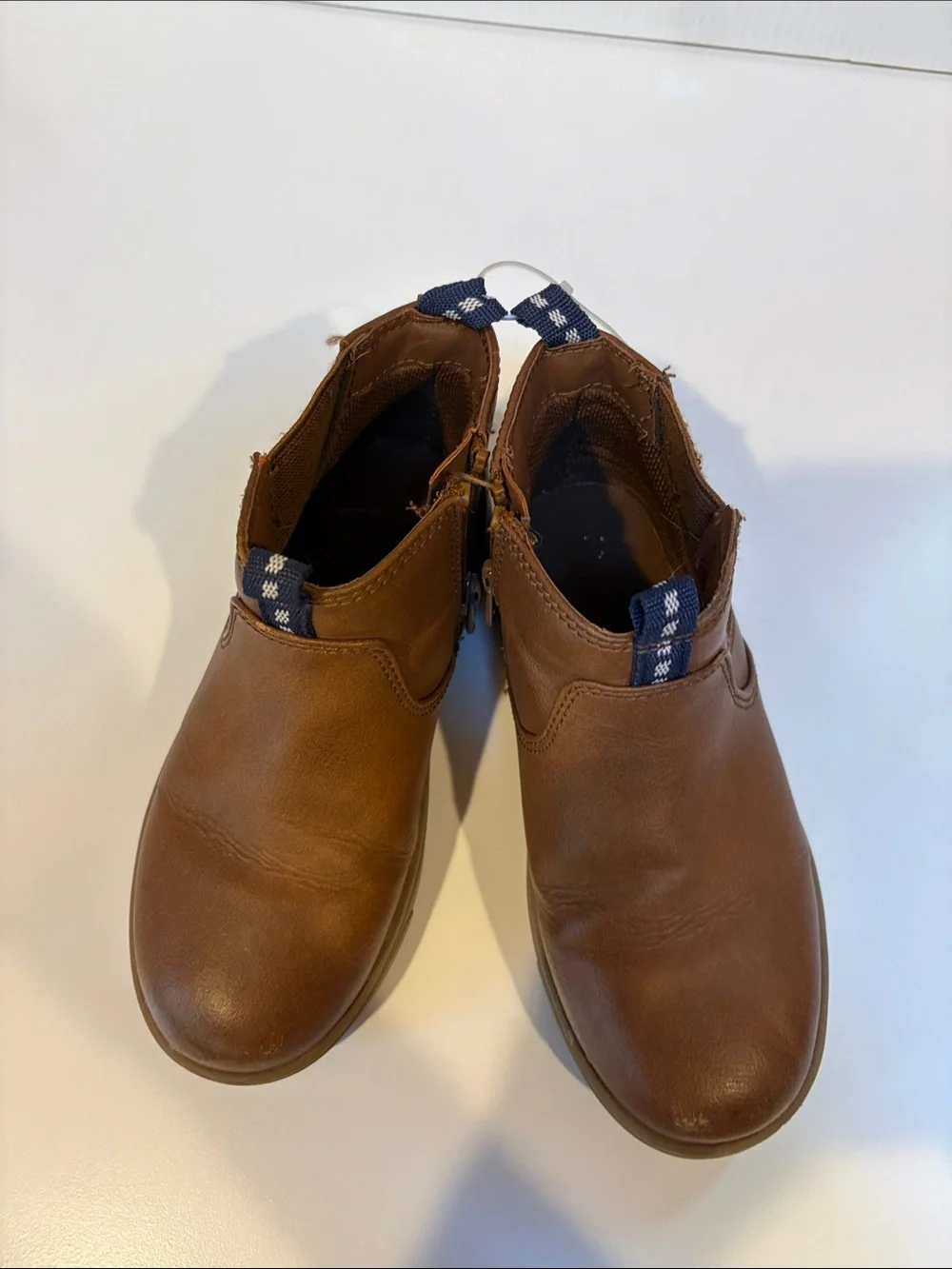 Kids Brown Leather-Look Ankle Boots